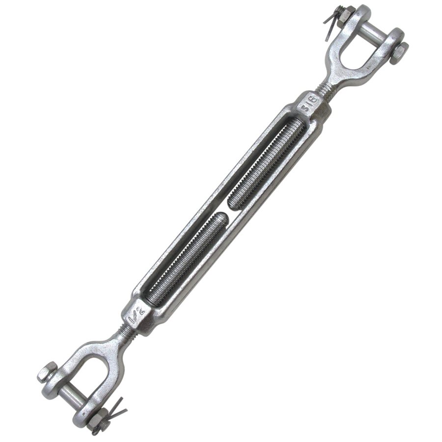 Stainless Steel T316 Jaw/Jaw Turnbuckle - 3/4 in X 6 in