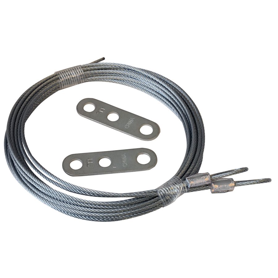 Extension Spring Retension Cables with Adjusting Clips - 3/32 in X 144 in X 7x7
