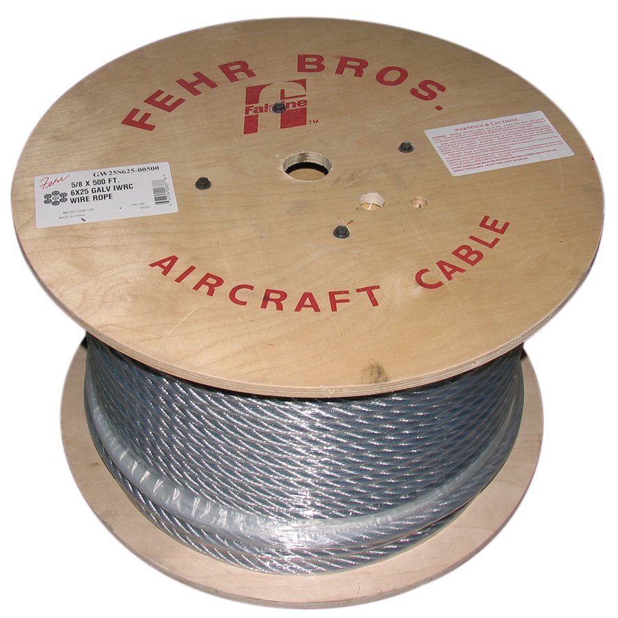 Hot Dip Galvanized Wire Rope - 5/8 in X 6x25