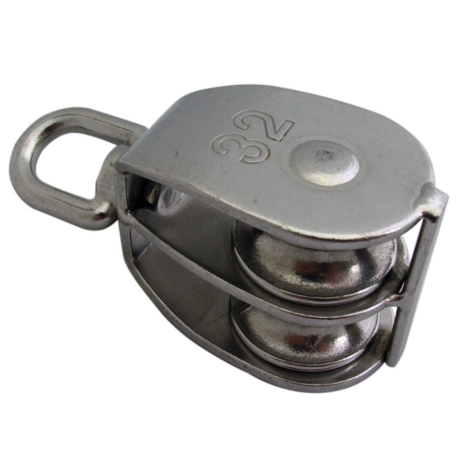 Stainless Steel Round Block Double - 32 mm