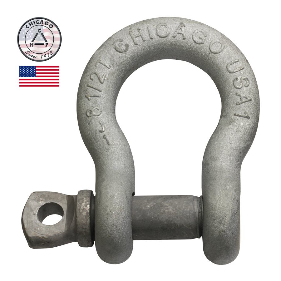 USA Made HDG Load Rated Screw Pin Anchor Shackle - 1/2 in