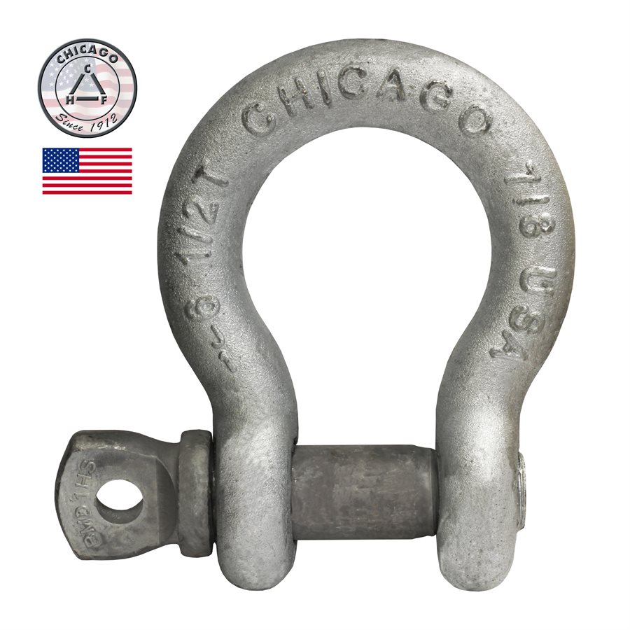 USA Made HDG Load Rated Screw Pin Anchor Shackle - 7/8 in
