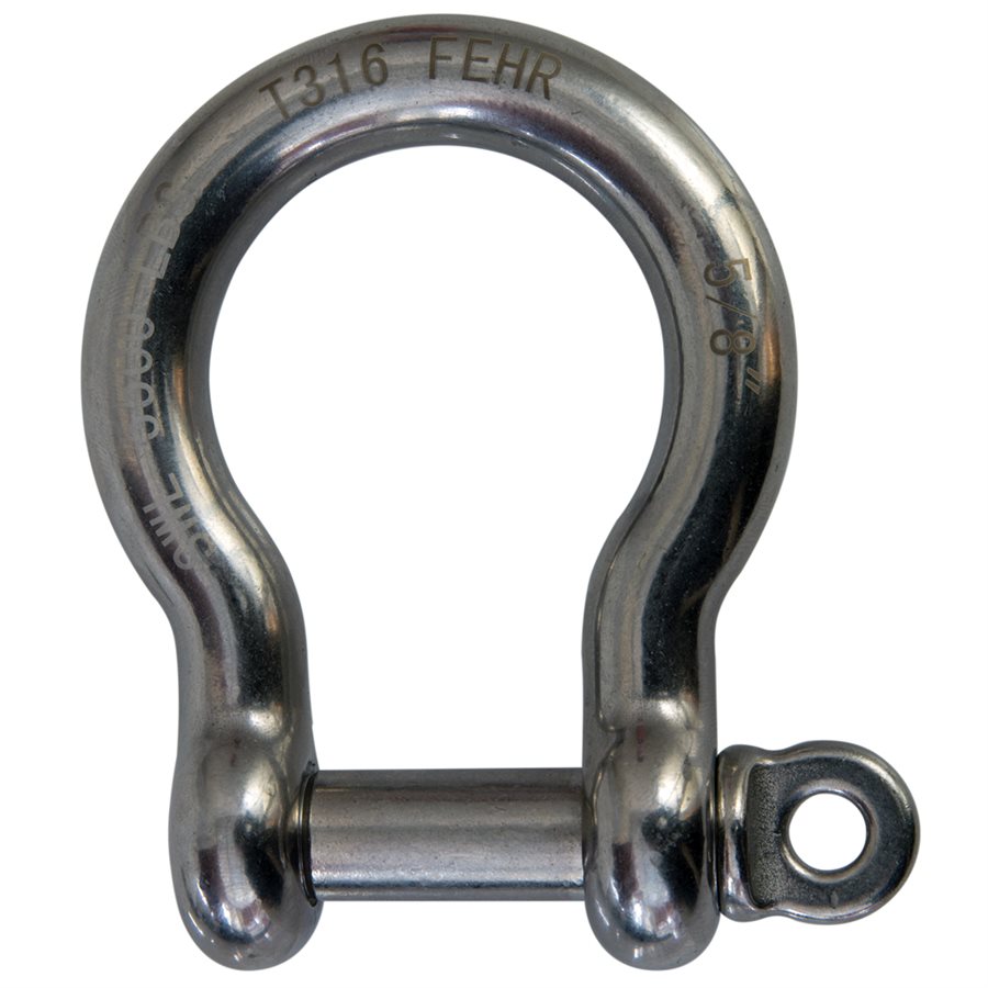 Stainless Steel T316 Screw Pin Bow Shackle - 5/8 in