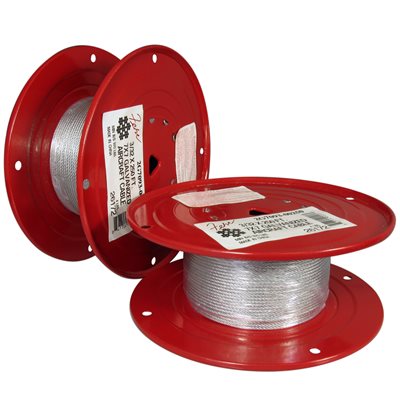 Galvanized 1/16" Aircraft Cable Wire Rope 7x7 w/Crimps 5 Spools 100' ea. 