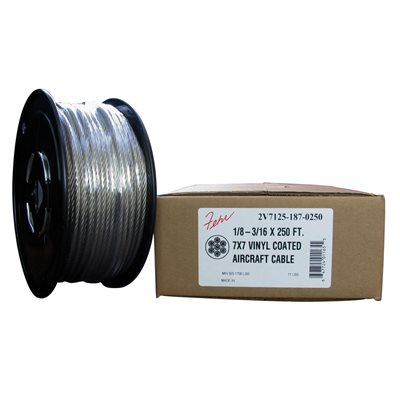 Clear Vinyl Coated Wire Rope Cable 7x7 1/8" 3/32" 100 ft 